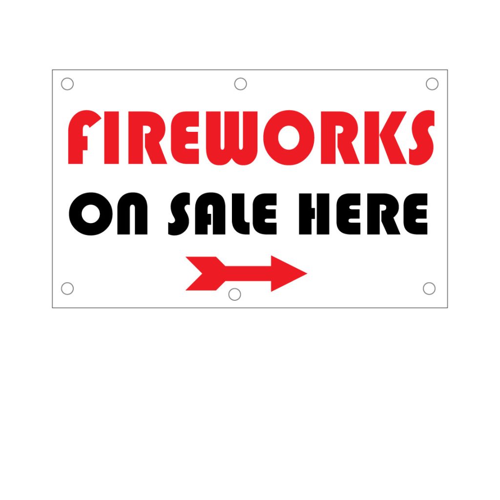 Fireworks on sale here banner