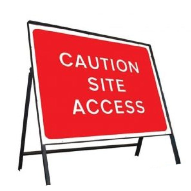 Caution Site Access Stanchion Sign