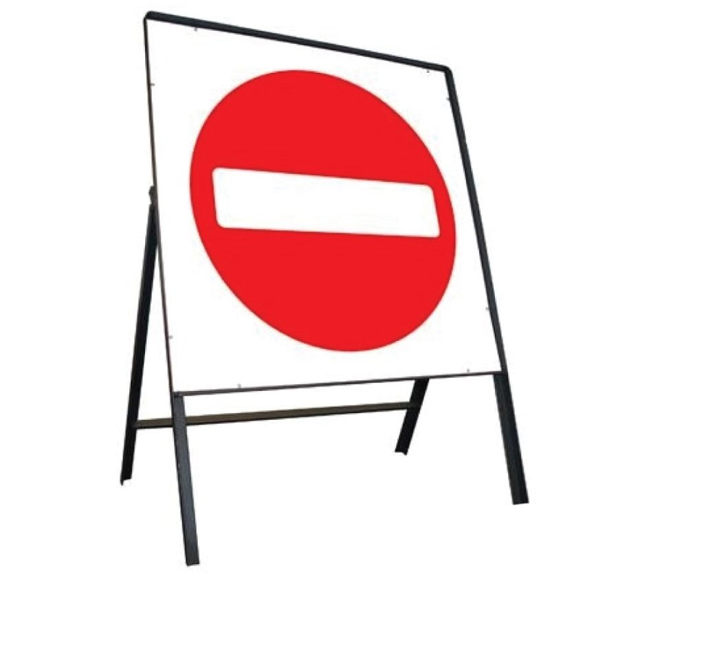 No Entry Stanchion Sign Complete