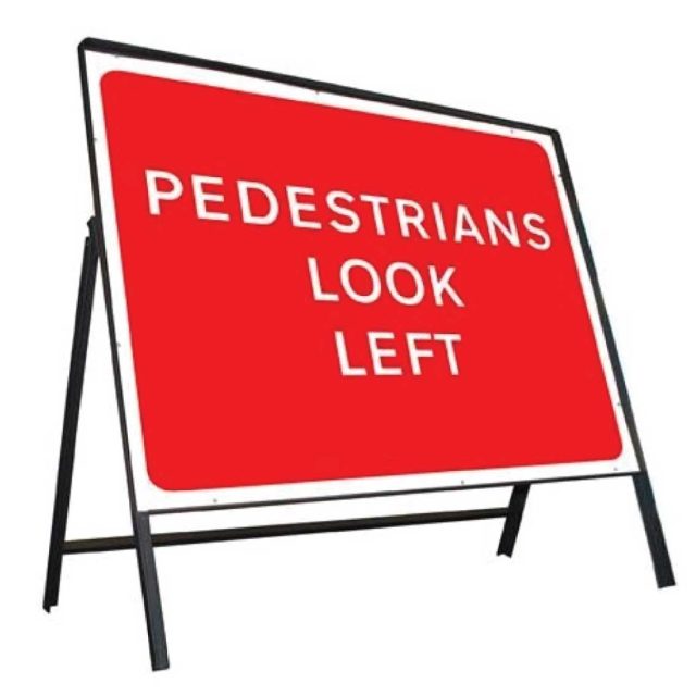 Pedestrians Keep Left Stanchion Sign