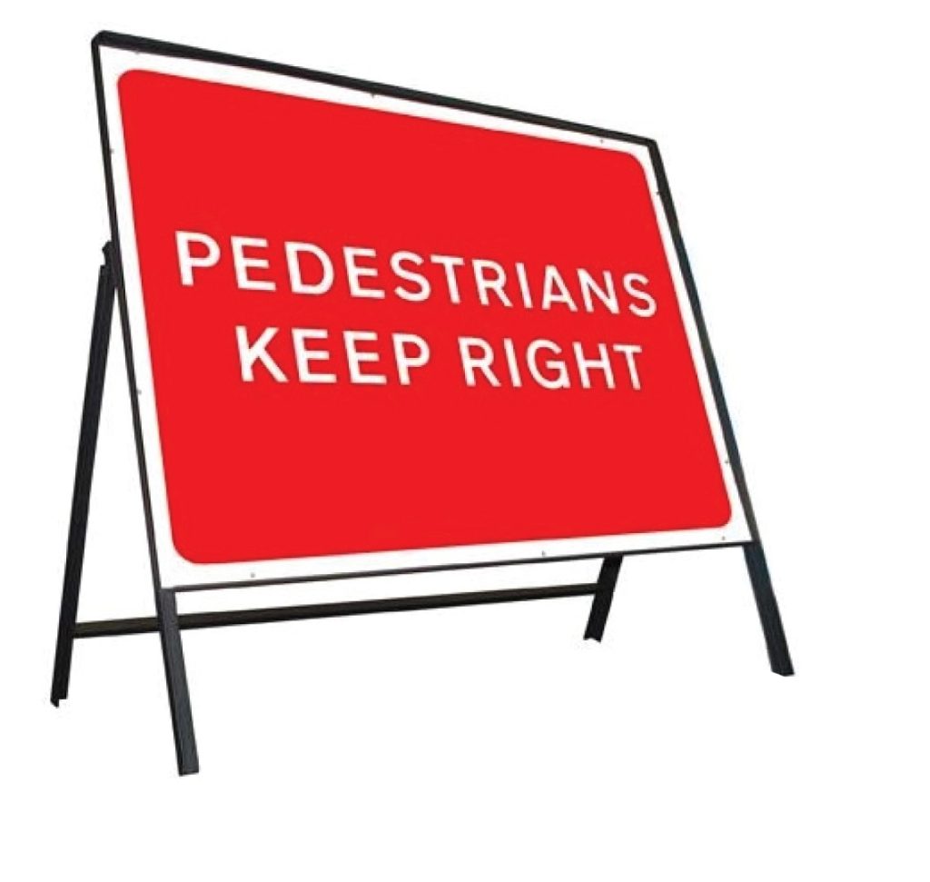 Pedestrians Keep Right Stanchion Sign