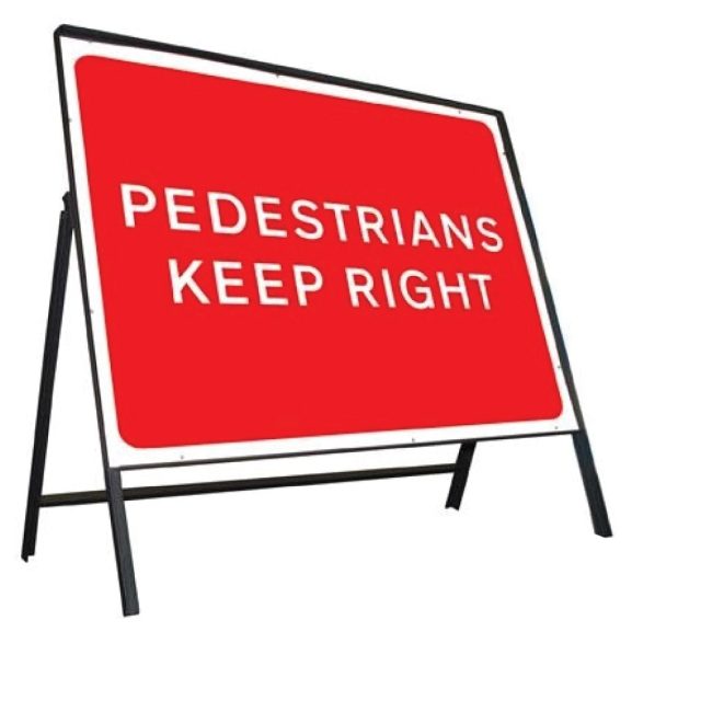 Pedestrians Keep Right Stanchion Sign