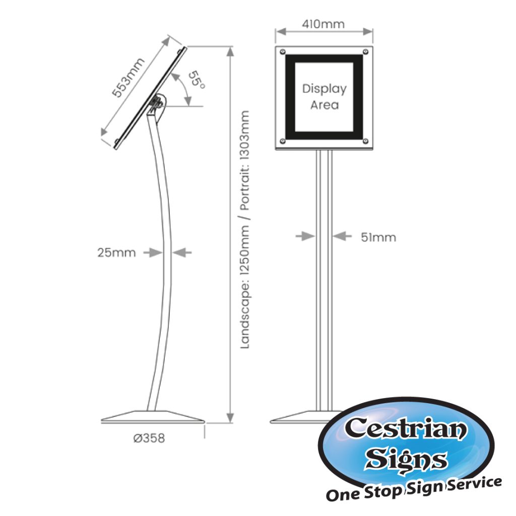 Illuminated LED Menu Stand Hi Light size