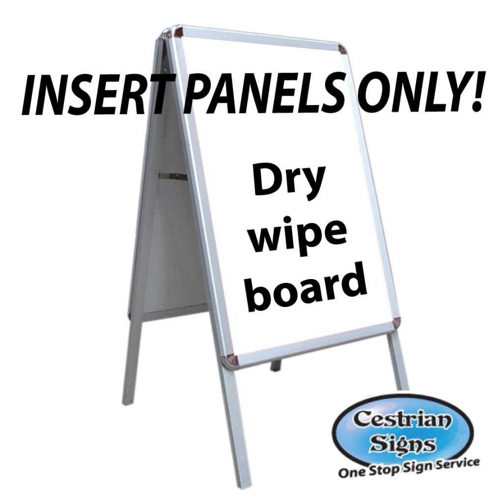 DRY WHITE BOARD INSERT, DRY WIPE INSERT FOR A BOARD SIGN