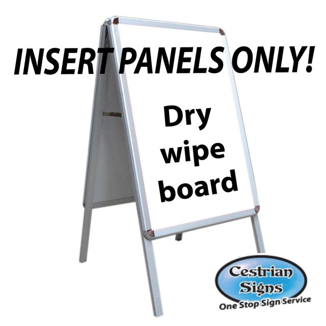 DRY WHITE BOARD INSERT, DRY WIPE INSERT FOR A BOARD SIGN