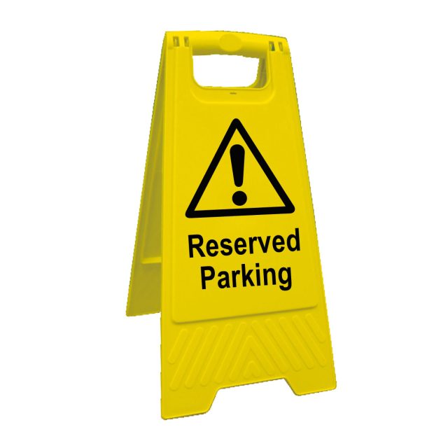 Reserved parking yellow a board sign