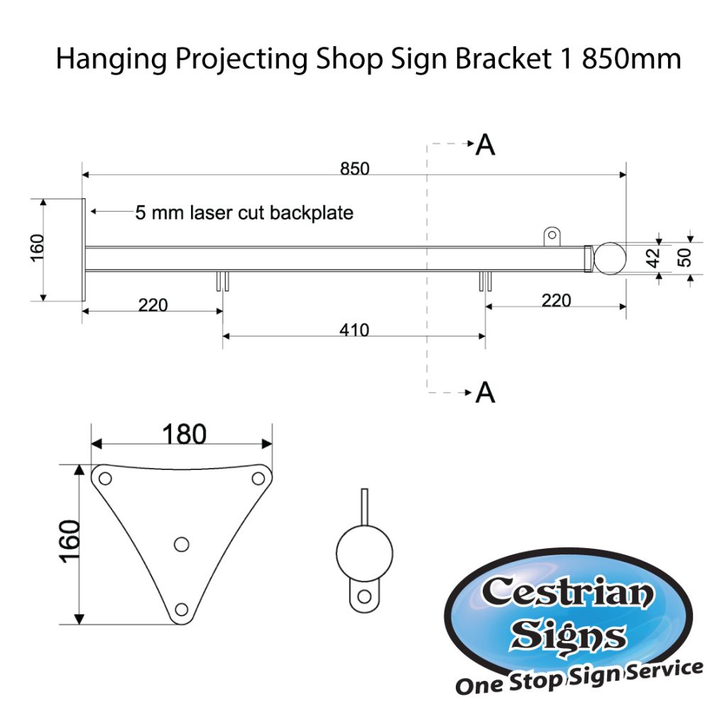 Hanging Projecting Shop Sign Bracket 1 850mm spec