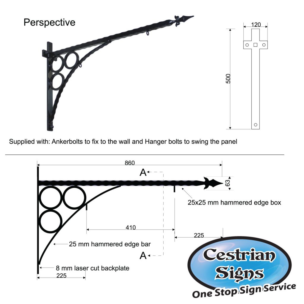 Projecting Hanging Shop Sign Bracket 4 spec
