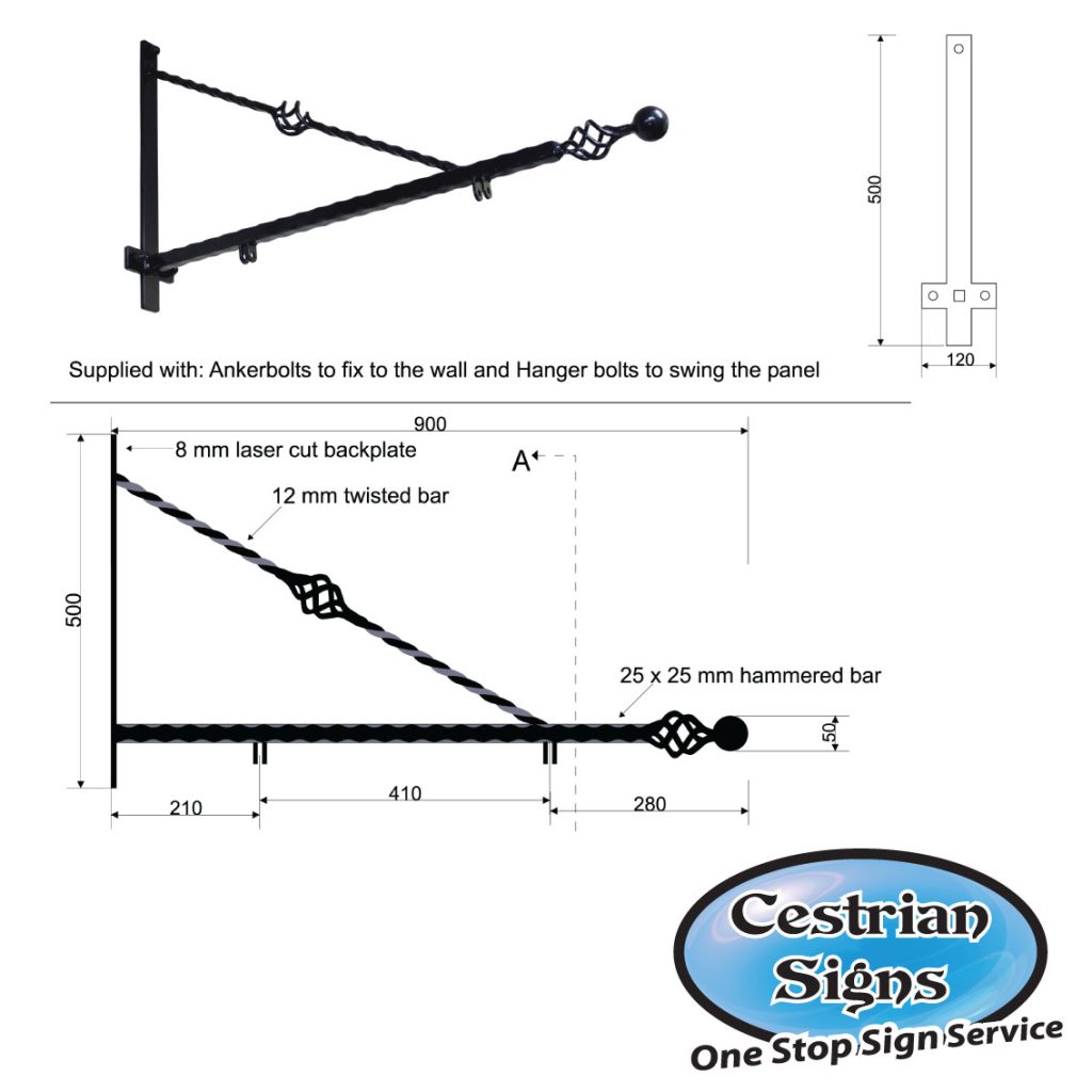 Projecting Hanging Shop Sign Bracket 6 spec