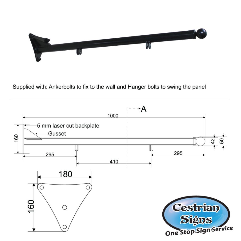 Projecting Shop Sign Bracket 1 1000mm spec