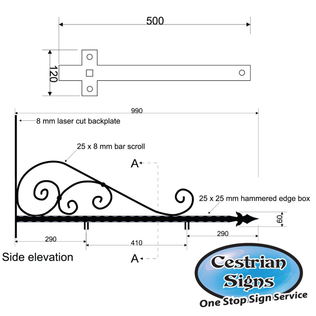 Projecting Shop Sign Bracket 5 spec