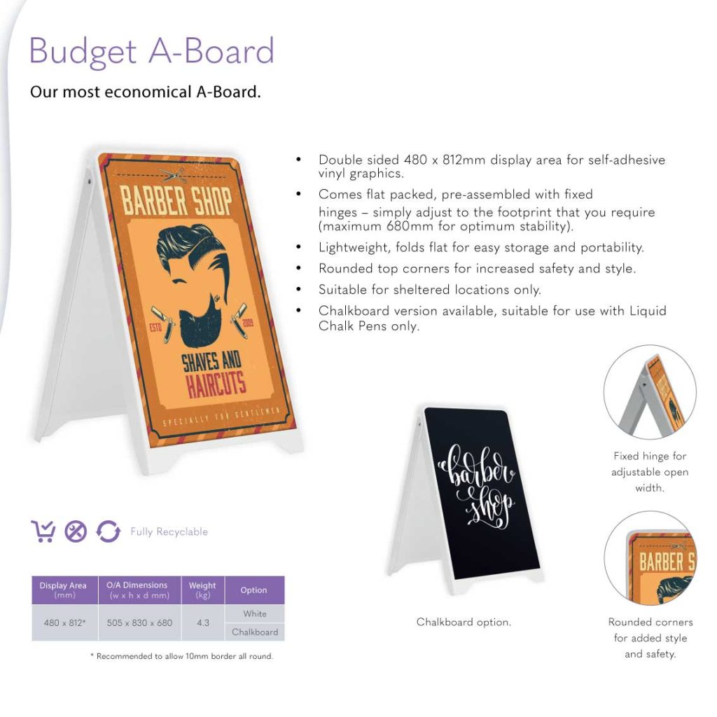 Budget A Board Specification Sheet
