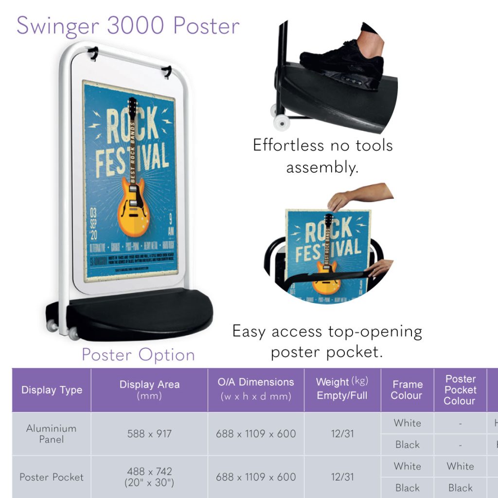 Swinger 3000 poster pavement sign