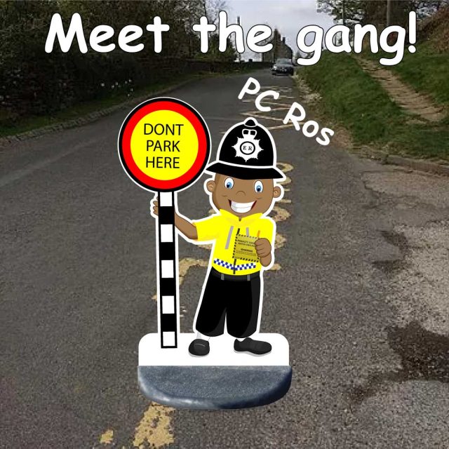 Police Man No Parking School Sign
