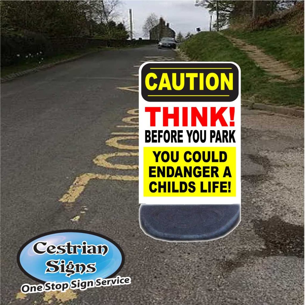 think before you park school sign