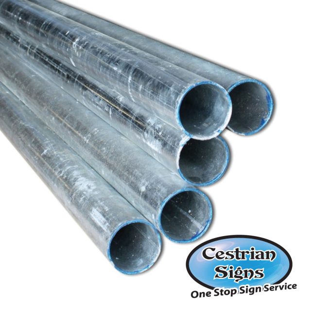 Round galvanised steel sign posts