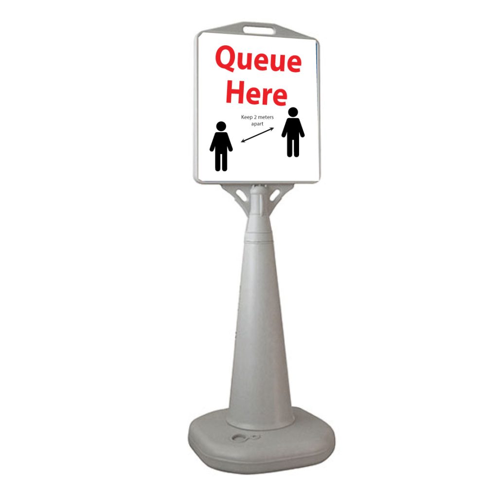 Queue 2 Metres Apart Free Standing Sign