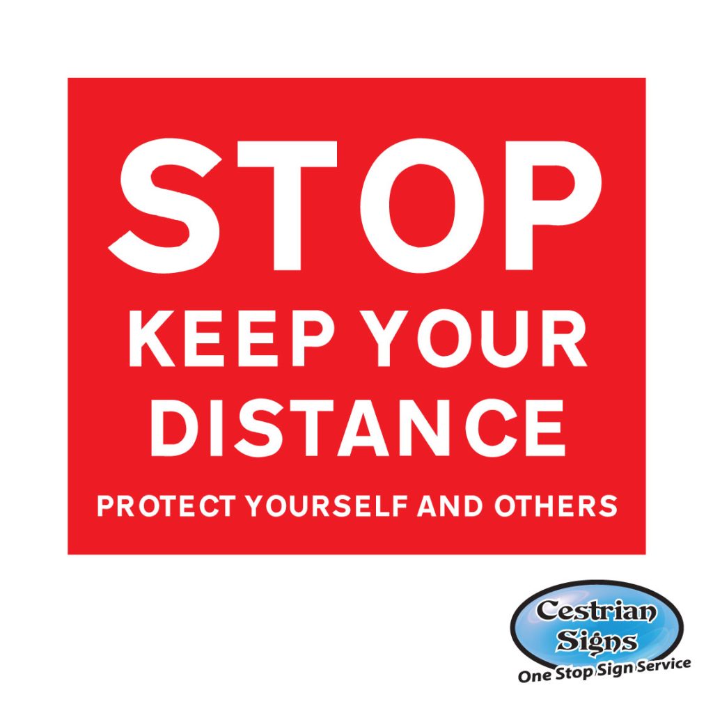 Stop keep your distance floor sticker