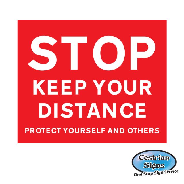Stop keep your distance floor sticker