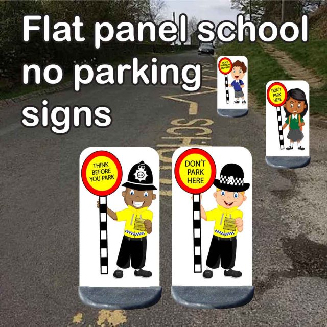 School no parking signs flat panel