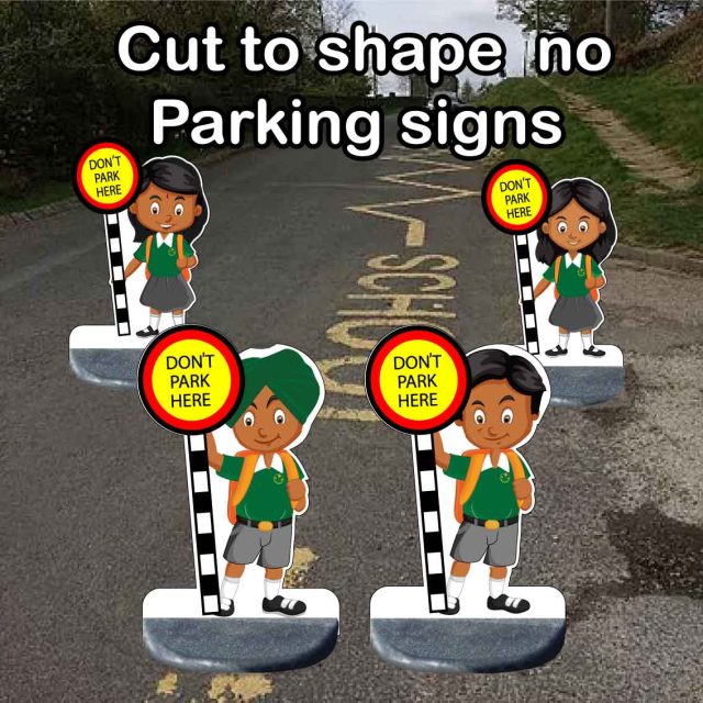 Cut out no parking school signs