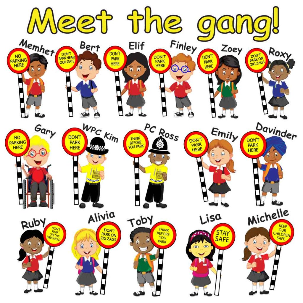 No parking school banner characters