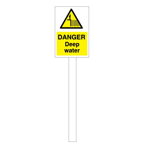 Danger Deep Water Sign on post