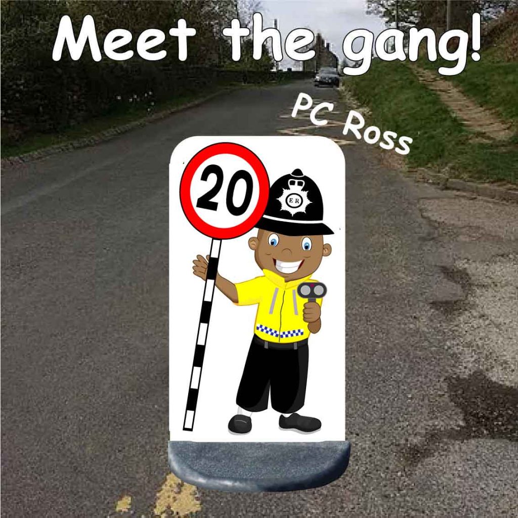 Police man 20 mph speed sign