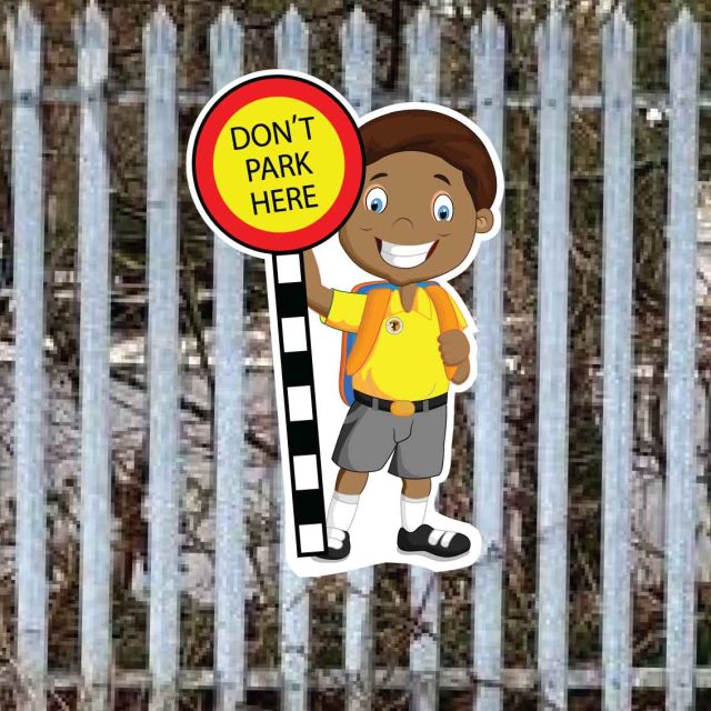 School No Parking fence sign Toby