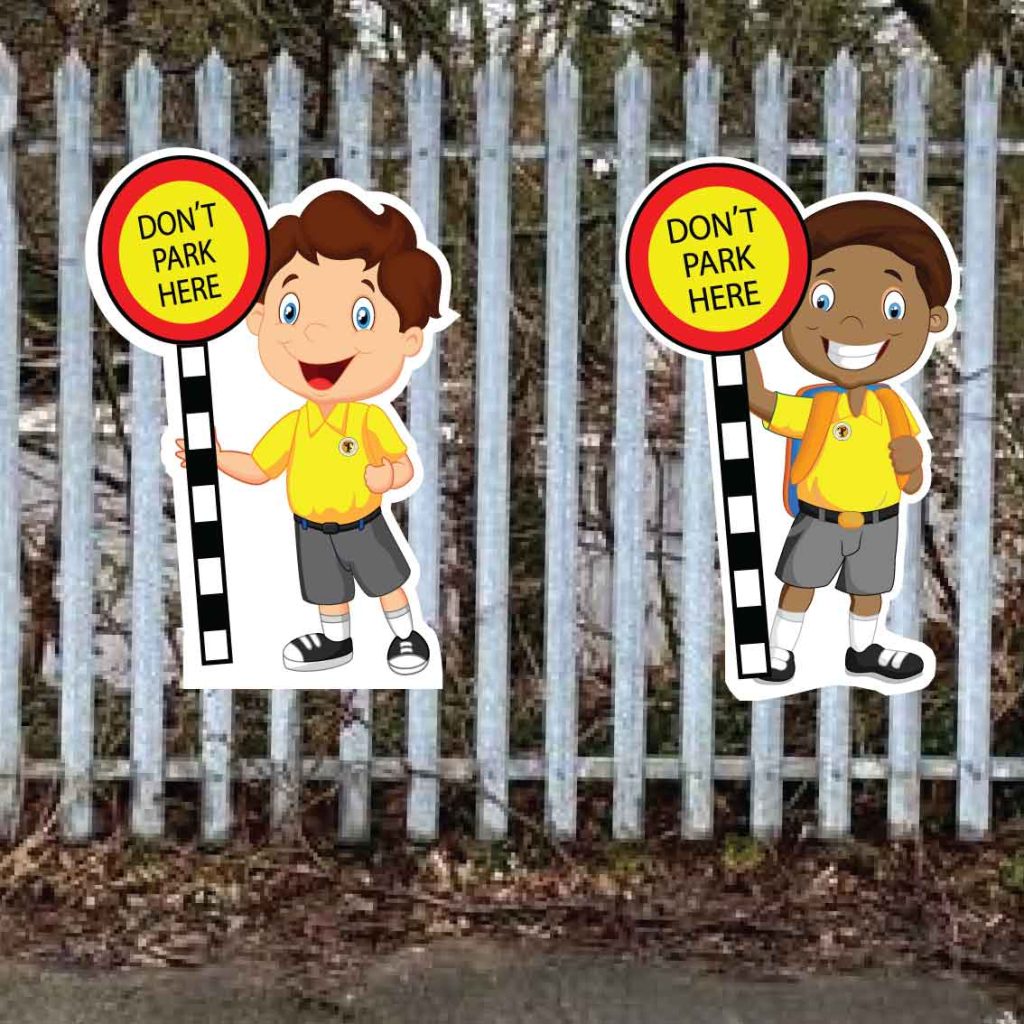 School No Parking fence signs