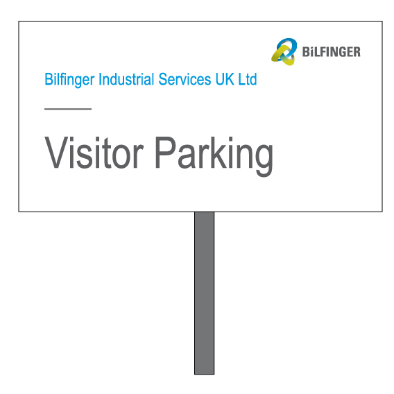 Bilfinger visitor parking sign 300mm x 160mm