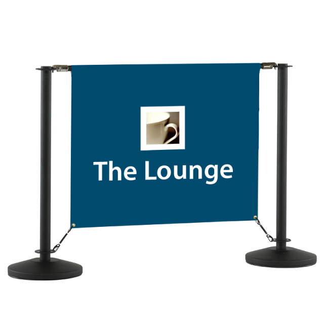 ESPRESSO Budget Black Printed Cafe Restaurant Barrier Banner Poles