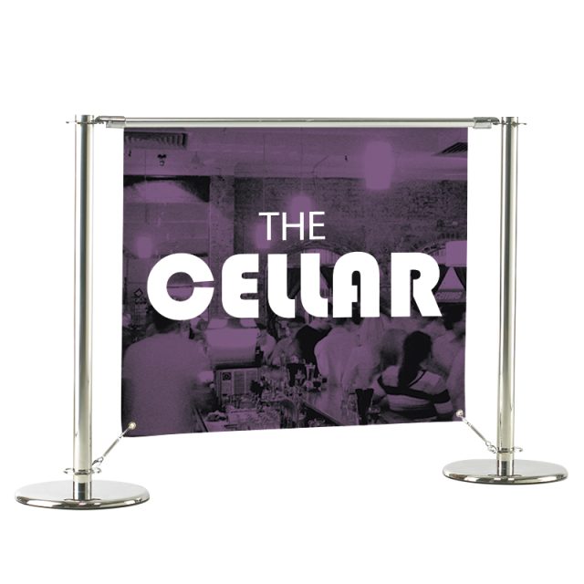 MEDIO Original Chrome Printed Cafe Restaurant Barrier Banner Poles