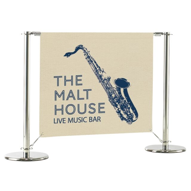 MEDIO Wrap Chrome Printed Cafe Restaurant Barrier Banner Poles