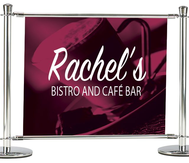 PRIMO Original Chrome Printed Cafe Restaurant Barrier Banner Poles