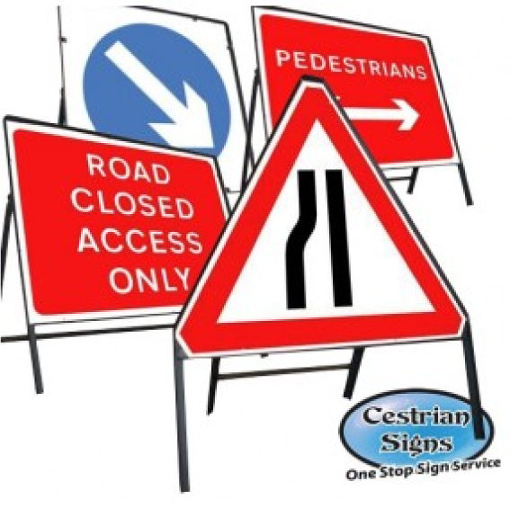 Freestanding Metal Framed Stanchion Road Signs