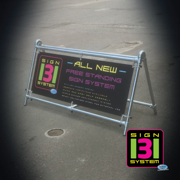 urban style metal banner stand