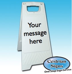 Select your own text, free standing white a board sign